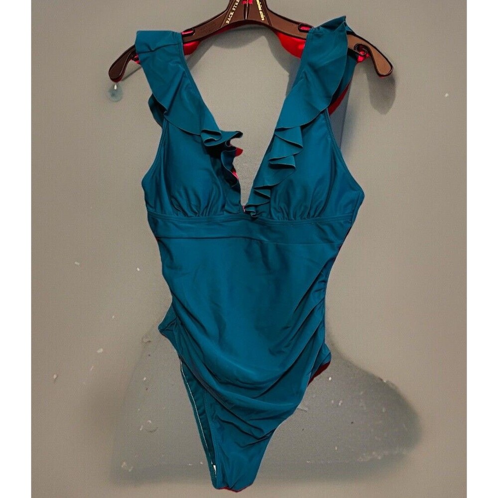#8585 CUPSHE WOMENS GREEN ONE PIECE BATHING SUIT SIZE M
